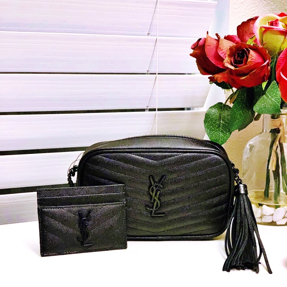 Saint Laurent Mini Lou Pebbled Leather Camera Bag